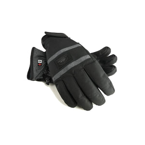 Seirus black winter gloves with grey stripe detail and wrist strap