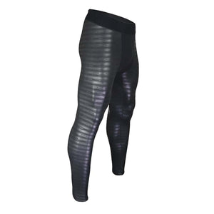 Seirus black thermal base layer leggings with horizontal textured pattern