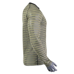 Seirus olive green long sleeve base layer shirt with horizontal pattern