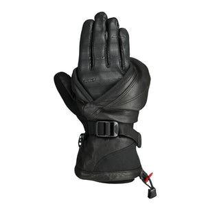 Seirus black leather winter glove with adjustable wrist strap and textured palm