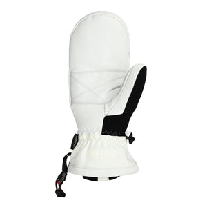 Seirus white leather mitten with black thumb and wrist strap