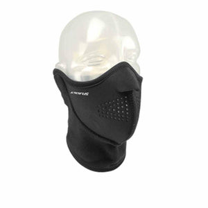 Seirus black neoprene face mask on a mannequin head