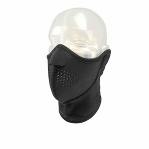 Seirus black neoprene face mask on a mannequin head