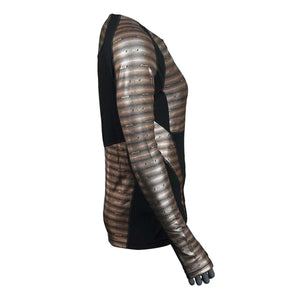 Seirus long sleeve base layer shirt with brown and black chevron pattern