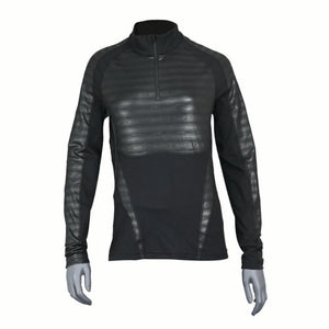 Seirus black long sleeve quarter zip base layer with textured chest and sleeve panels