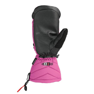 Seirus pink and black insulated winter mitten with adjustable wrist strap