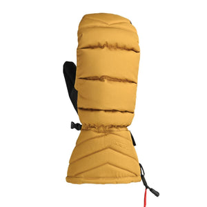 Seirus gold quilted winter mitten with black palm and adjustable wrist strap