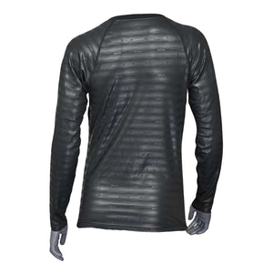 Seirus black long sleeve base layer shirt with repeating Heatwave logo pattern