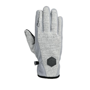 Seirus grey knit glove with black logo patch