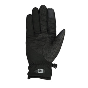 Seirus black glove with wave pattern grip on palm and wrist logo