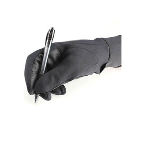 Seirus black glove holding a pen