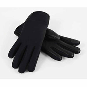 Pair of black Seirus gloves on a white background
