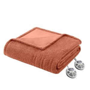 Serta heated blanket with two digital controllers in terracotta