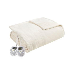Serta cream colored electric blanket with two digital controllers