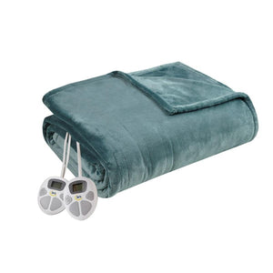 Serta teal heated electric blanket with two digital controllers