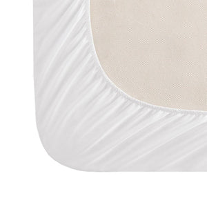 Serta white fitted sheet corner view