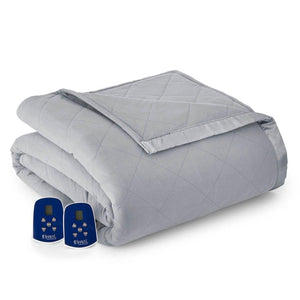 Shavel grey quilted electric blanket with two digital controllers