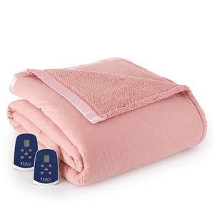 Shavel pink heated blanket with two digital controllers