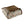 Shavel folded throw blanket with brown sherpa lining and camping themed print on tan fabric