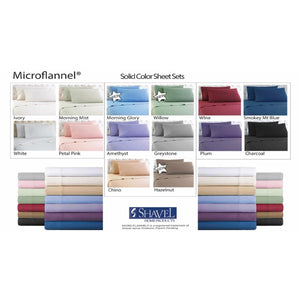Shavel Microflannel solid color sheet set options in various shades