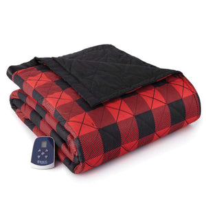 Shavel red and black buffalo plaid heated blanket with digital controller