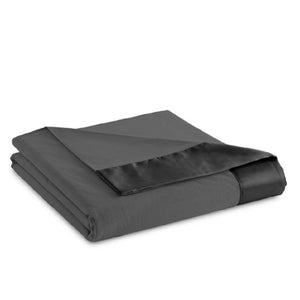 Shavel dark grey fleece blanket with satin trim