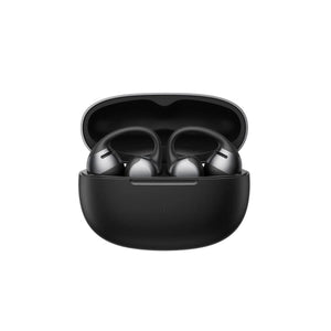 Shokz open ear wireless earbuds in a black charging case