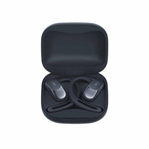Shokz open ear wireless earbuds in a black charging case