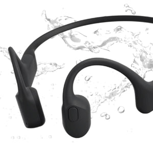 Shokz bone conduction headphones with water splashes