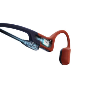 Shokz bone conduction headphones showing internal circuitry and chip components