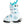 Sidas white ski boot with blue accents and topographic line patterns