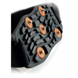 Sidas ice traction device with black rubber sole and orange metal studs