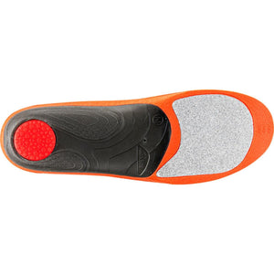 Sidas orange and black shoe insole with a red heel cushion and grey forefoot pad