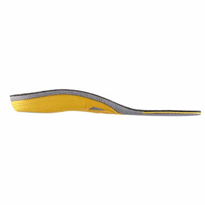 Side view of a yellow and grey shoe insole