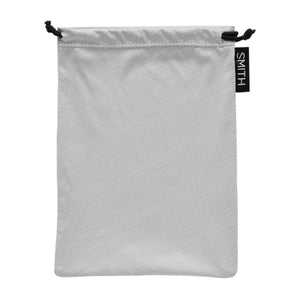 Light grey Smith microfiber eyewear storage pouch with drawstring closure