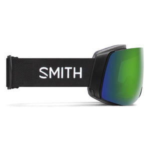 Smith Optics snow goggles with black strap and green mirrored lens