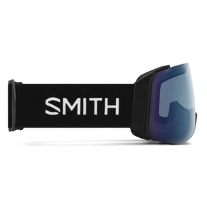 Smith Optics snow goggles with black strap and reflective blue lens