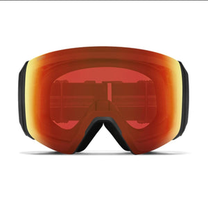 Smith Optics snow goggles with a red mirrored lens and black frame