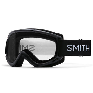 Smith black snow goggles with clear lens and branded strap