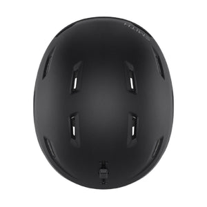 Matte black Smith Optics ski helmet viewed from above