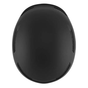 Top view of a matte black Smith snow helmet