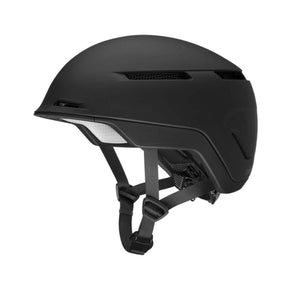 Matte black Smith cycling helmet with adjustable chin strap