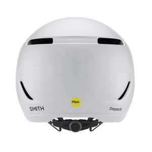 Back view of a white Smith Optics Dispatch bike helmet with Mips branding