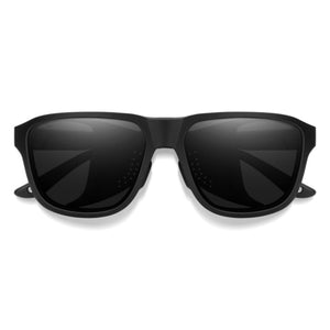 Matte black rectangular sunglasses with dark lenses