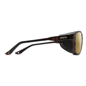 Smith Optics tortoise shell sunglasses with side shields and gold lenses