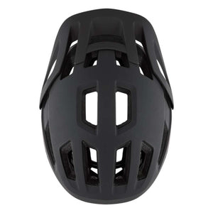 Top view of a matte black Smith Optics mountain bike helmet with ventilation ports
