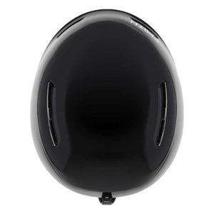 Top view of a black Smith ski helmet with ventilation slots