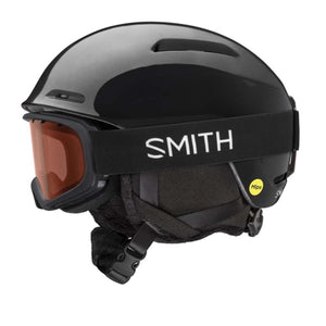 Smith Optics black ski helmet with integrated goggles and Mips safety technology