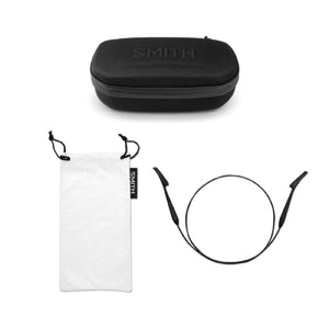 Smith Optics protective case white microfiber pouch and black eyewear retainer strap