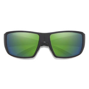 Smith Optics sunglasses with matte black frames and green ChromaPop lenses